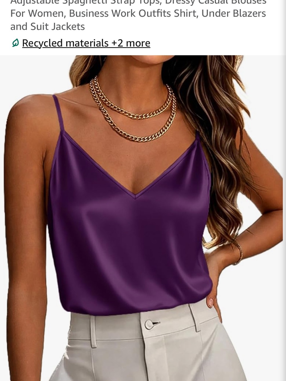 zeagoo Purple Satin V-Neck Spaghetti Strap Cami